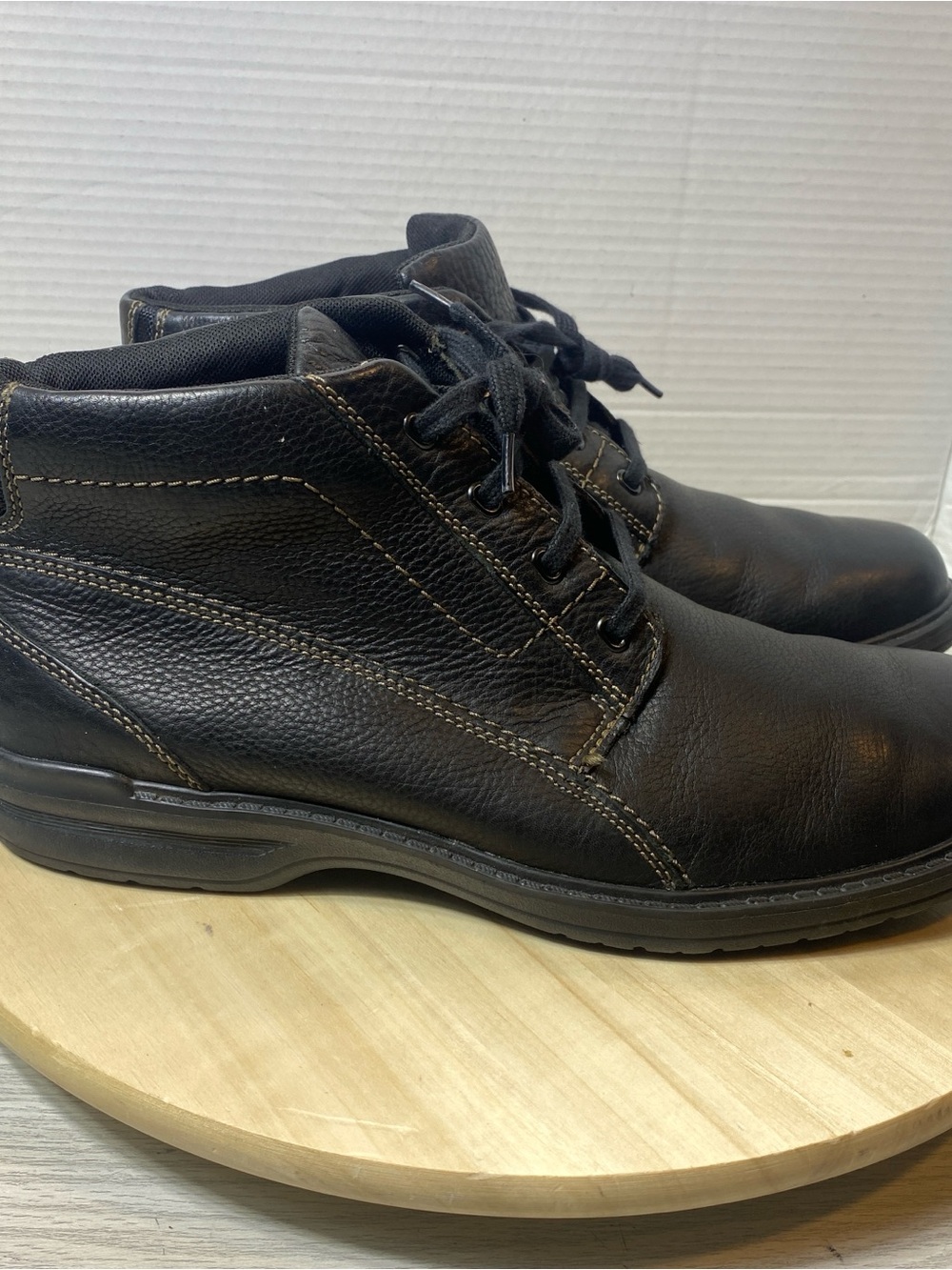 Clarks Classic Mens Black Leather Casual  Boots Shoes 12M